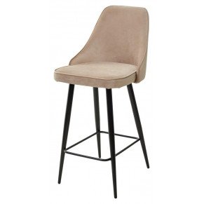 Полубарный стул NEPAL-PB БЕЖЕВЫЙ #5, велюр черный каркас (H=68cm)