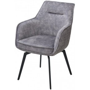 Стул RENLY 180град. поворот 7525-180 Серый, велюр Черный Стул RENLY 180град. поворот 7525-180 Серый, велюр Черный