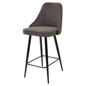Полубарный стул NEPAL-PB ГРАФИТ #14, велюр черный каркас (H=68cm)